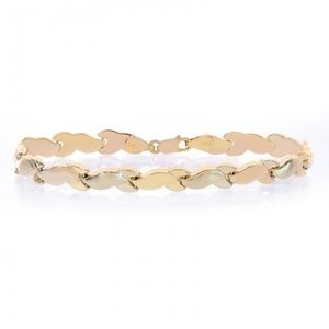 7.0mm 14K Yellow Gold Fancy Wave Link Bracelet
